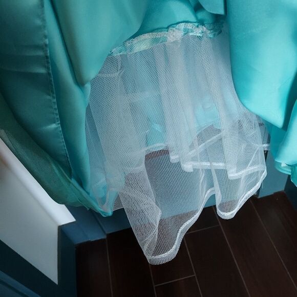 Morgan and Company Teal Strapless Prom Dress - Picture 7 of 15